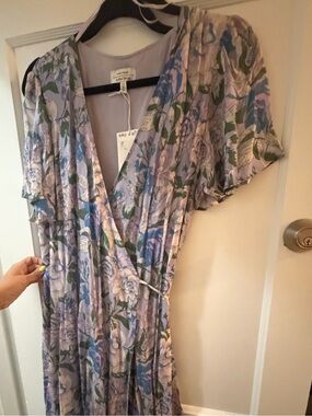 Lavender Floral Wrap Maxi Dress